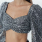 TAGLIONI Long-sleeve Sequin Crpped Top