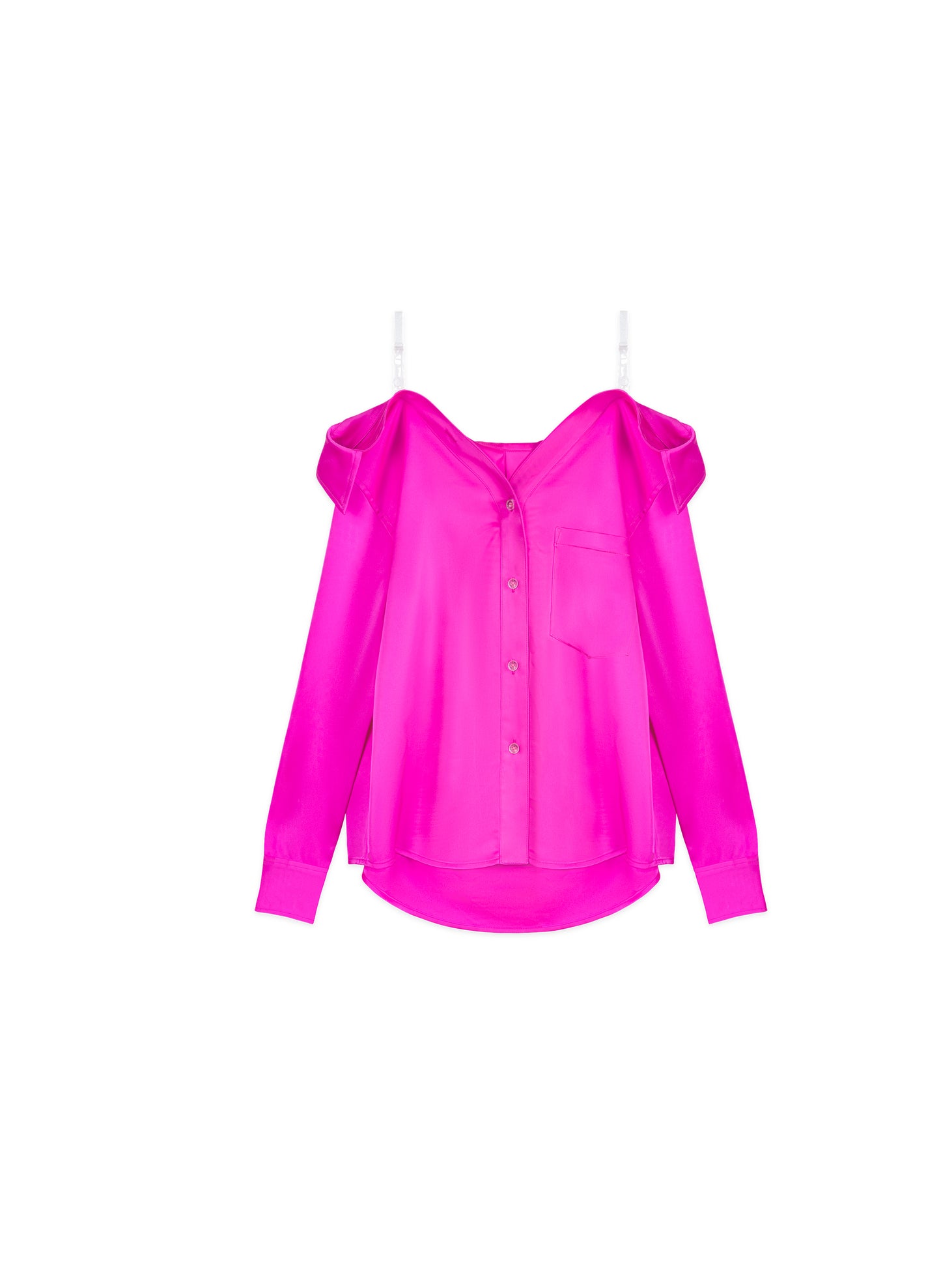 TAGLIONI Off-Shoulder Satin Shirt