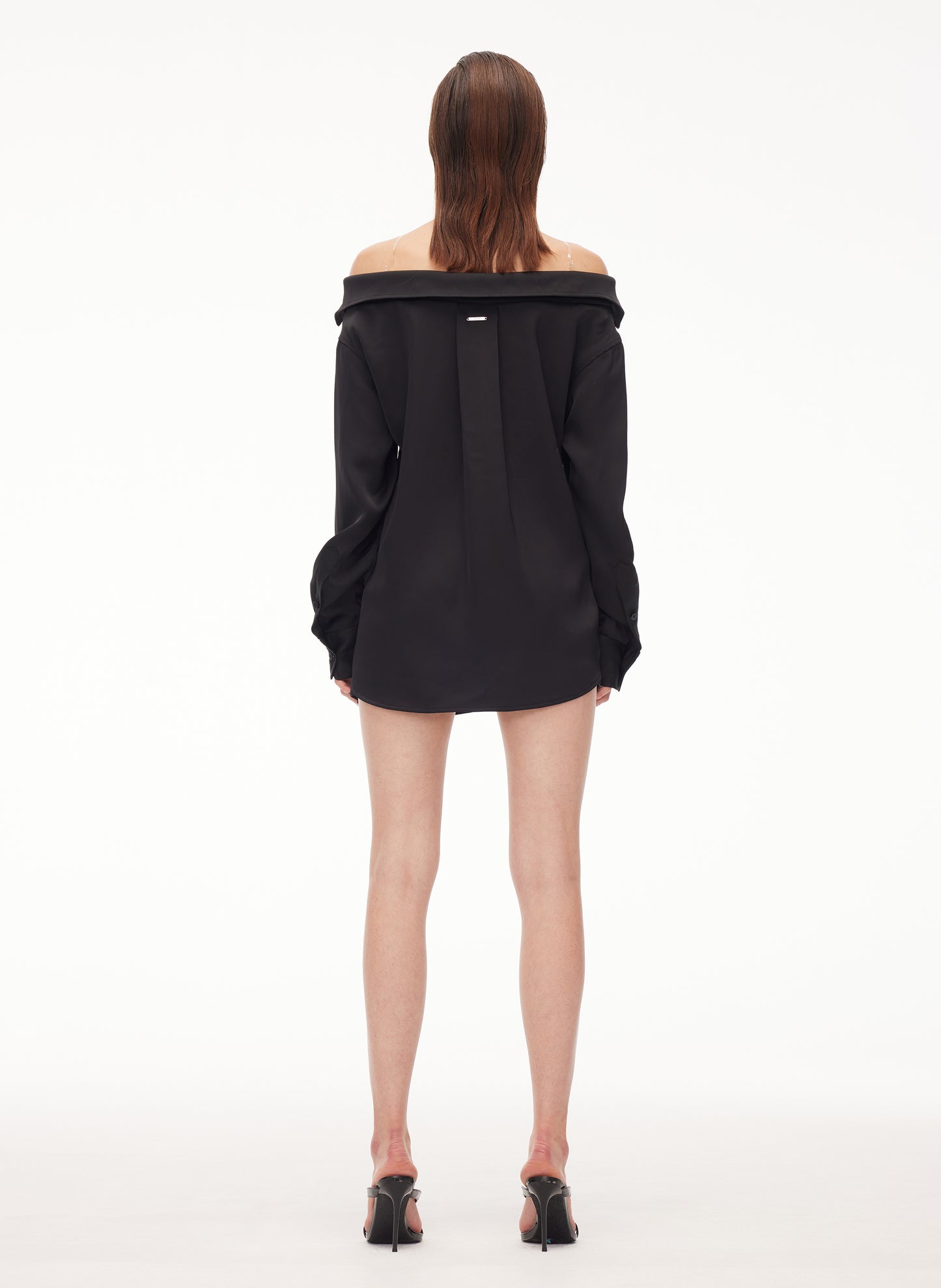 TAGLIONI Off-Shoulder Satin Shirt