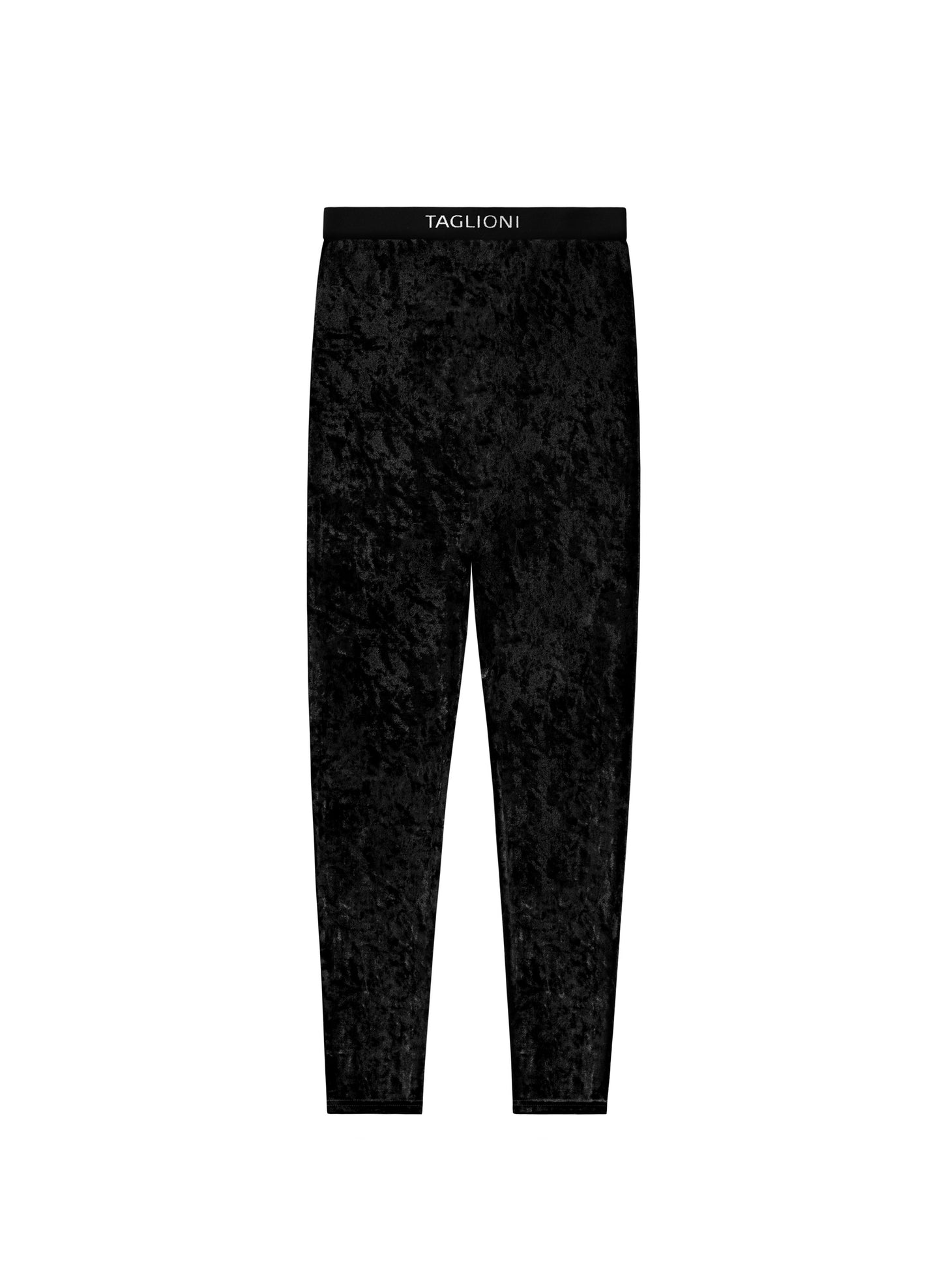 Velvet Logo Elastic Fitted Pants in Black