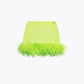 Wool Blend Feathers Fitted Skirt In Neon Green