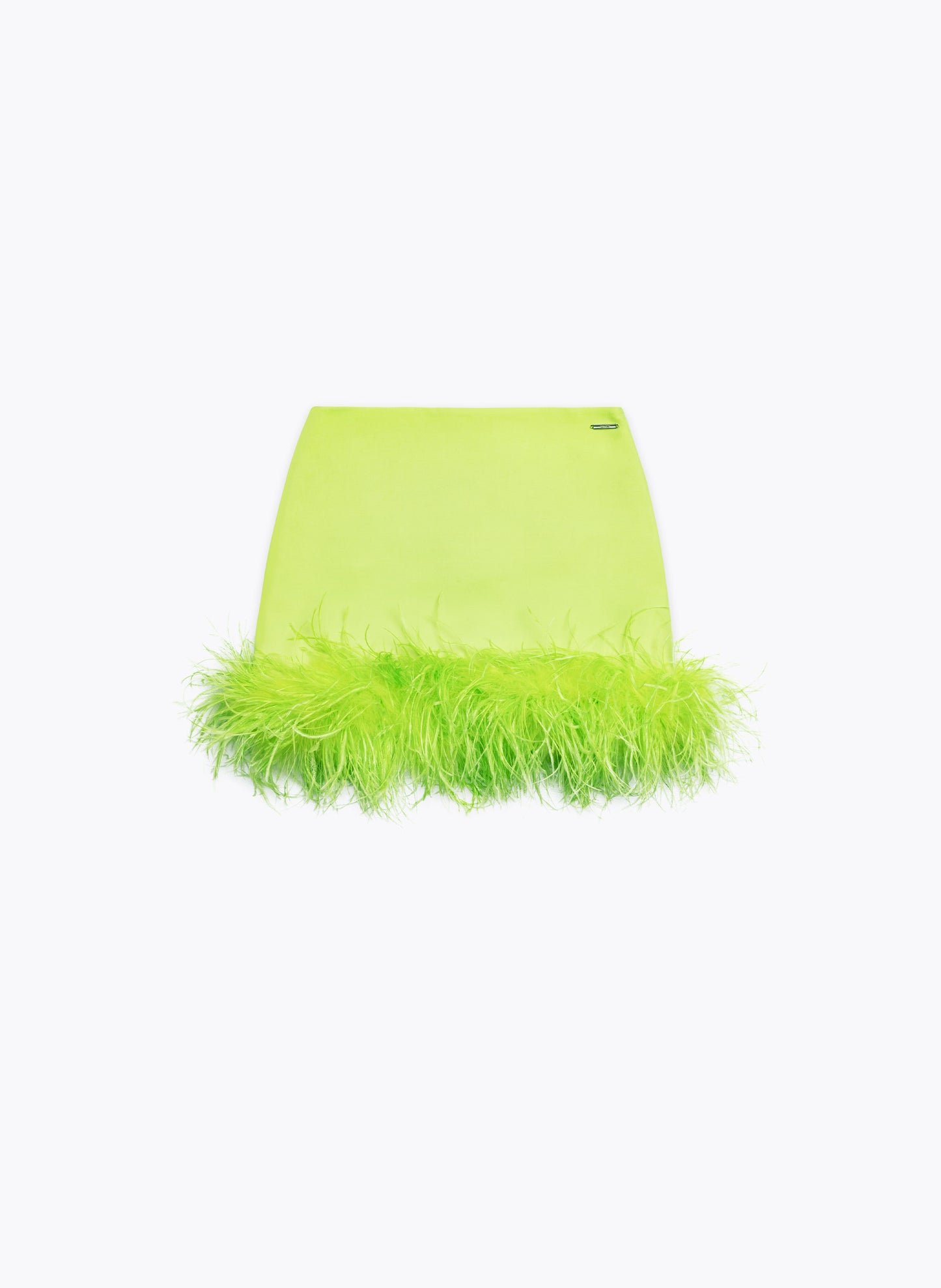 Wool Blend Feathers Fitted Skirt In Neon Green