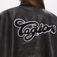 TAGLIONI Logo Black Washed-leather Varsity Jacket