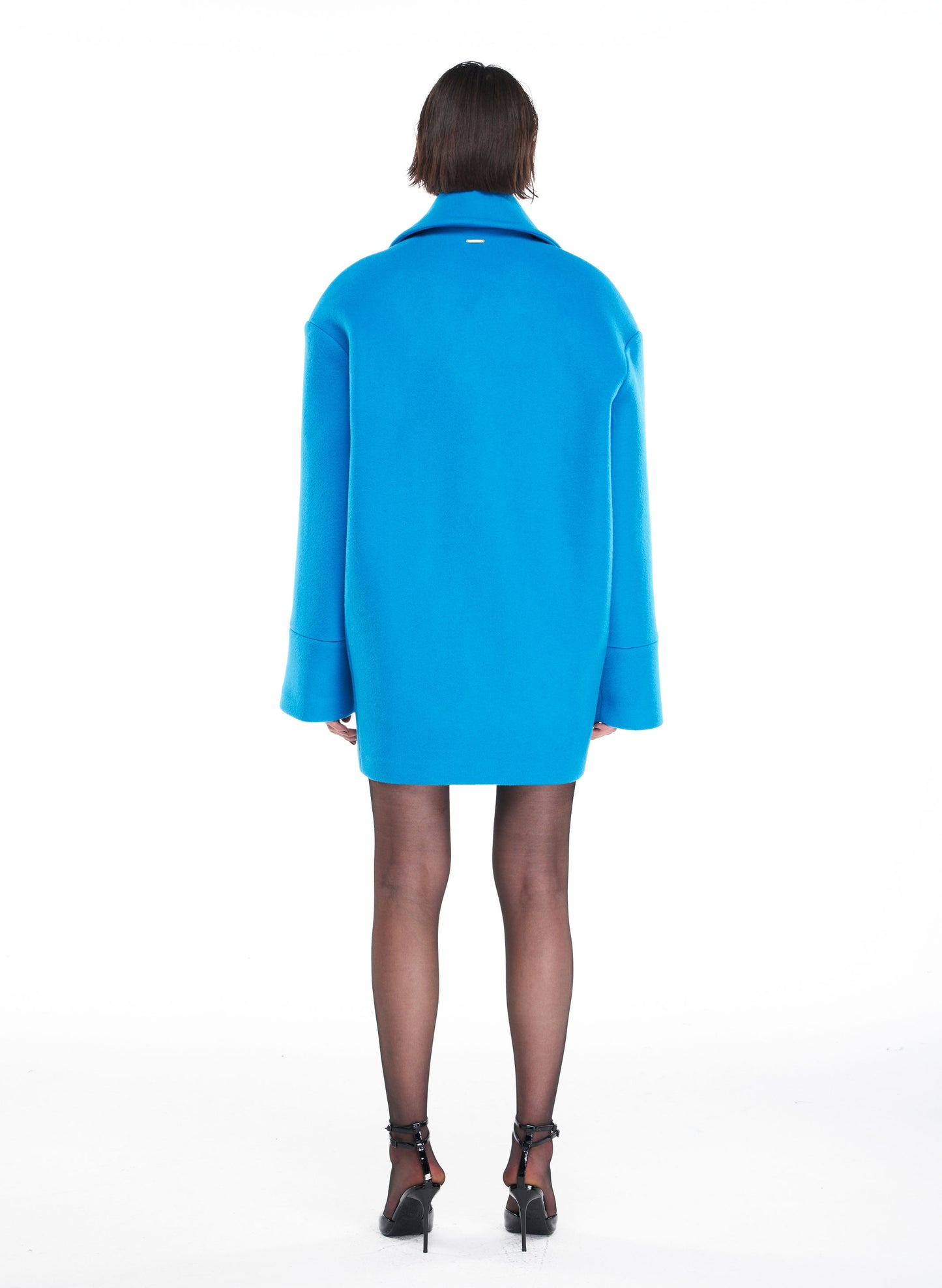 Wool Felt Oversize Coat in Blue