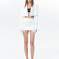 Wool Blend Feathers Loose-fit Jacket in White