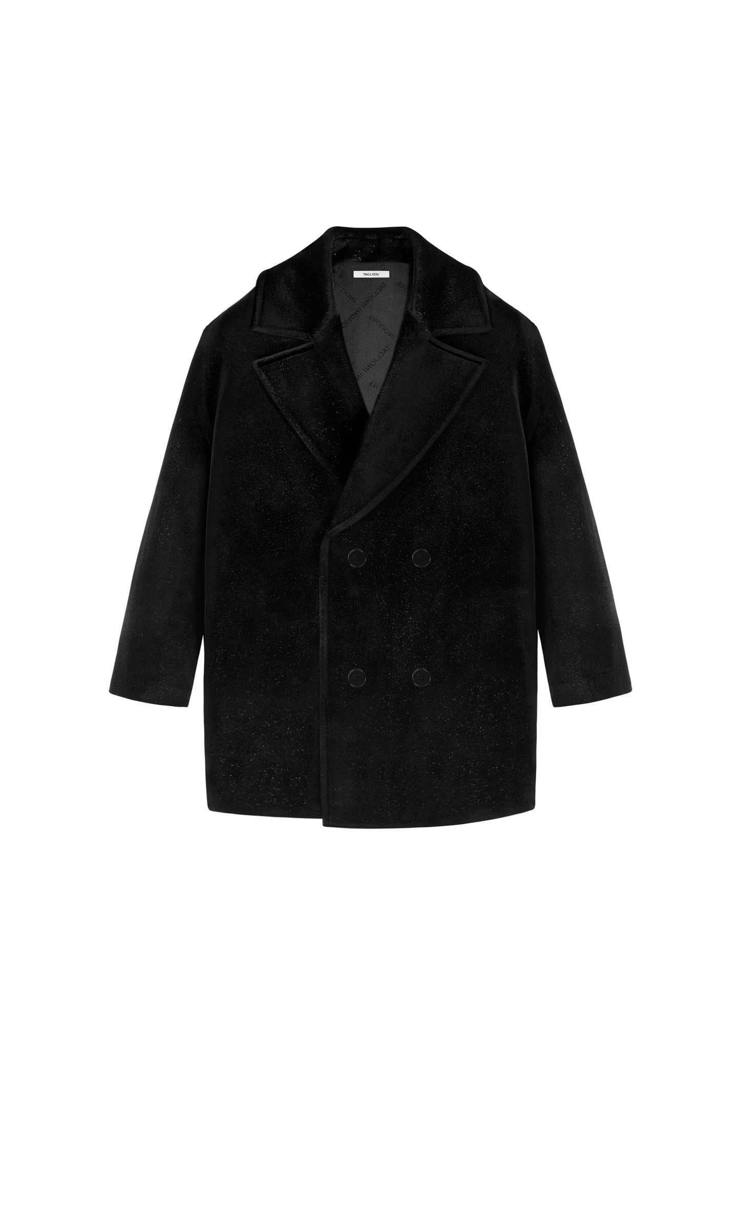 Velvet Oversize Coat in Black