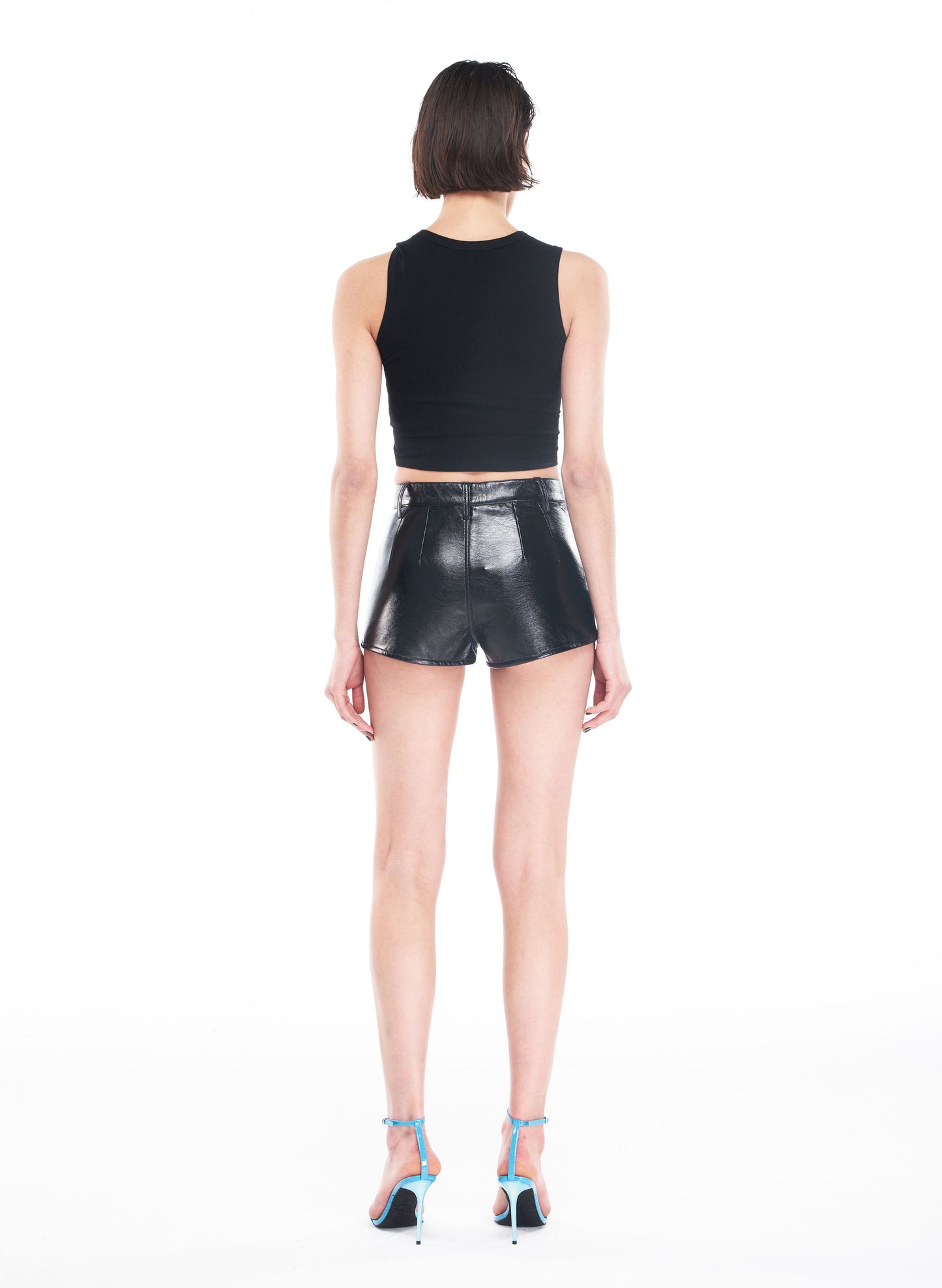 TAGLIONI Patent Leather Fitted Shorts