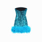 TAGLIONI Sequin Feathers Strapless Dress in Blue