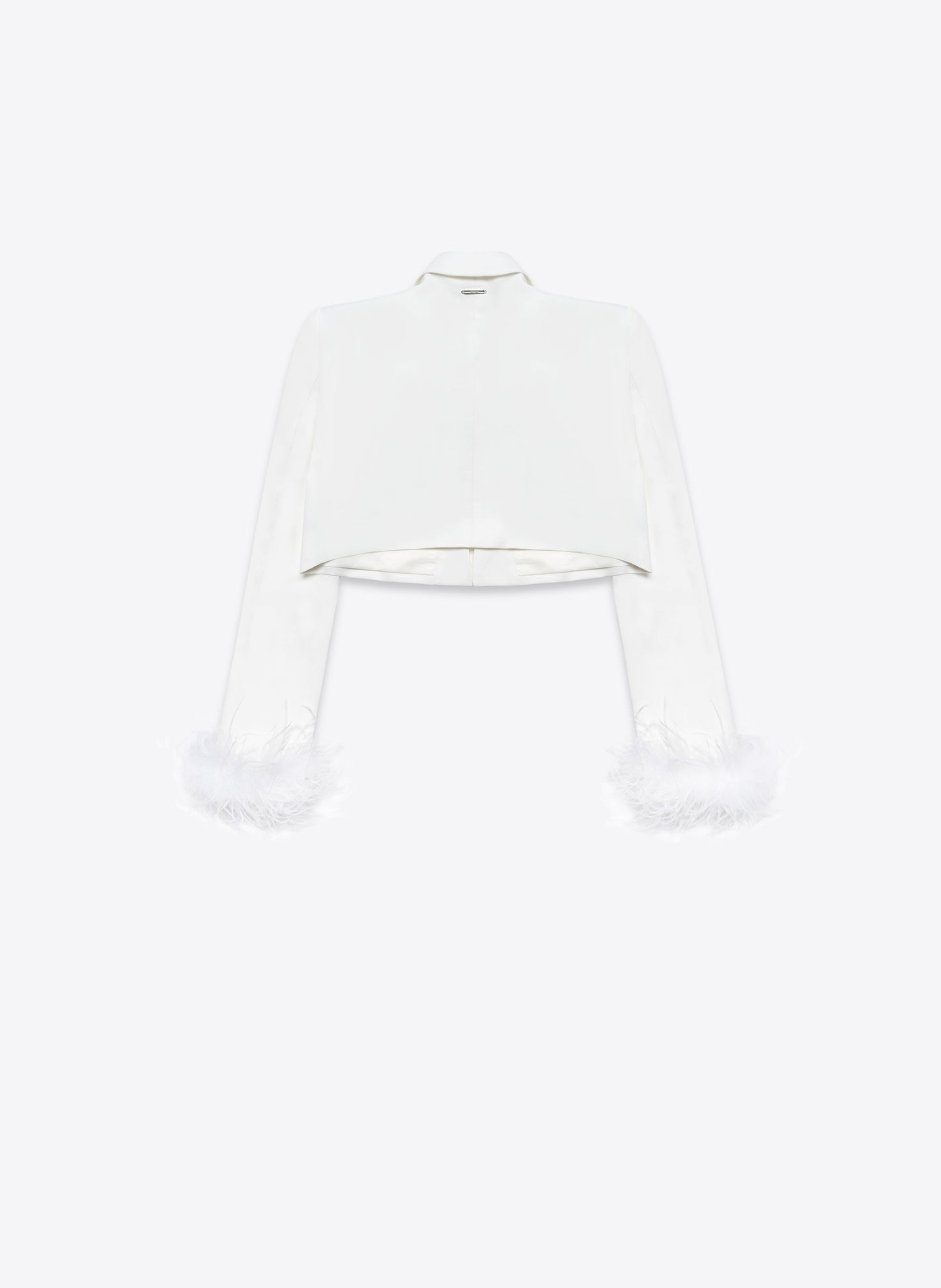 Wool Blend Feathers Loose-fit Jacket in White