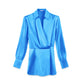 TAGLIONI Satin Shirt Dress in Blue