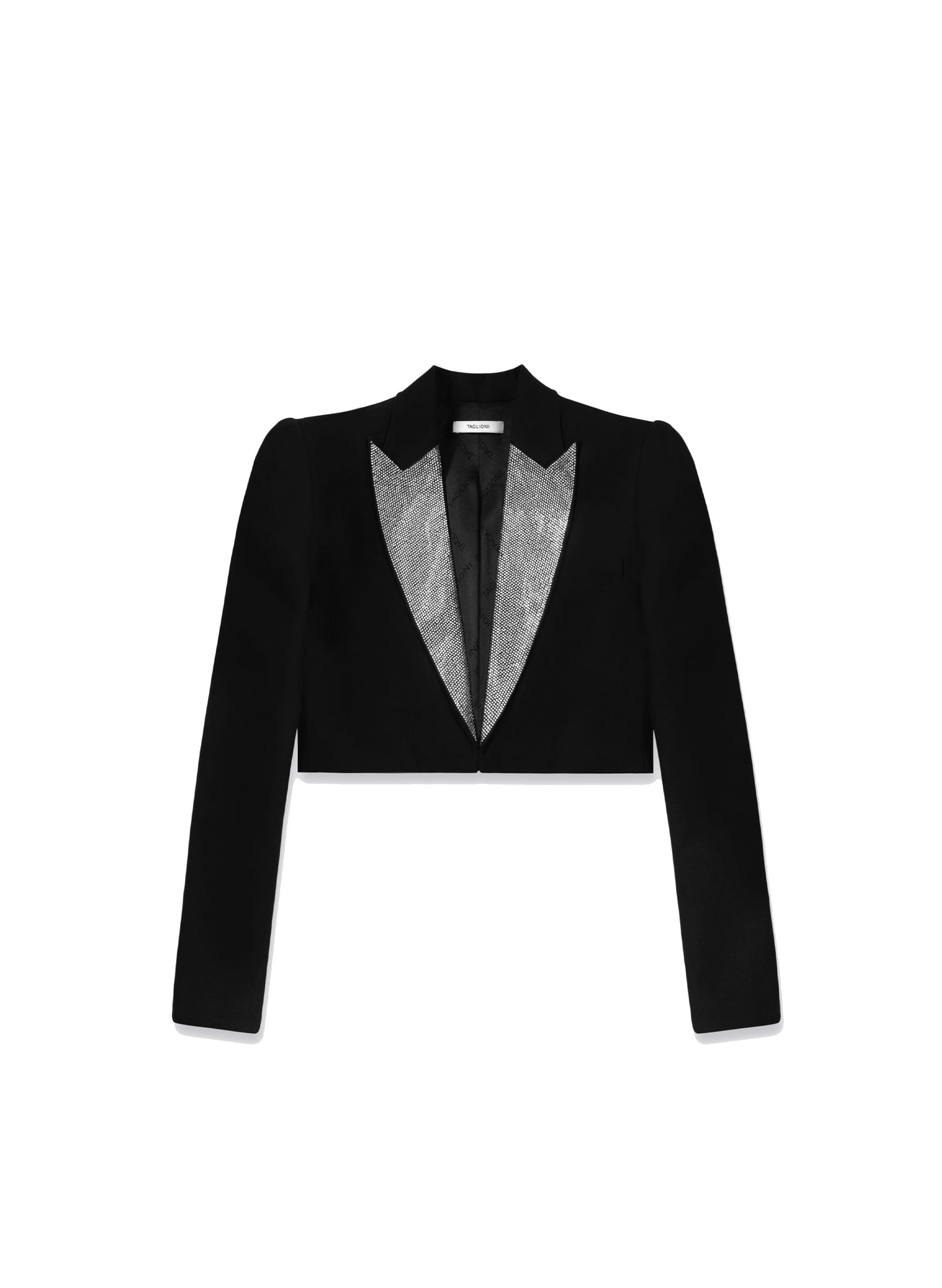 TAGLIONI Short Rhinestone Suit Jacket in Black
