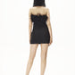 Wool Blend Feathers Strapless Dress in Black