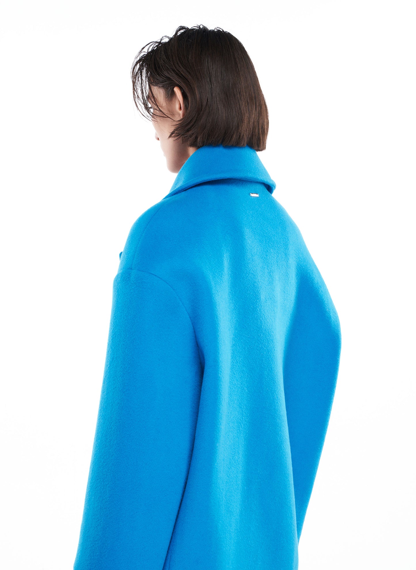 Wool Felt Oversize Coat in Blue