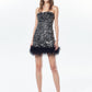 Sequin Feathers strapless Dress in Black