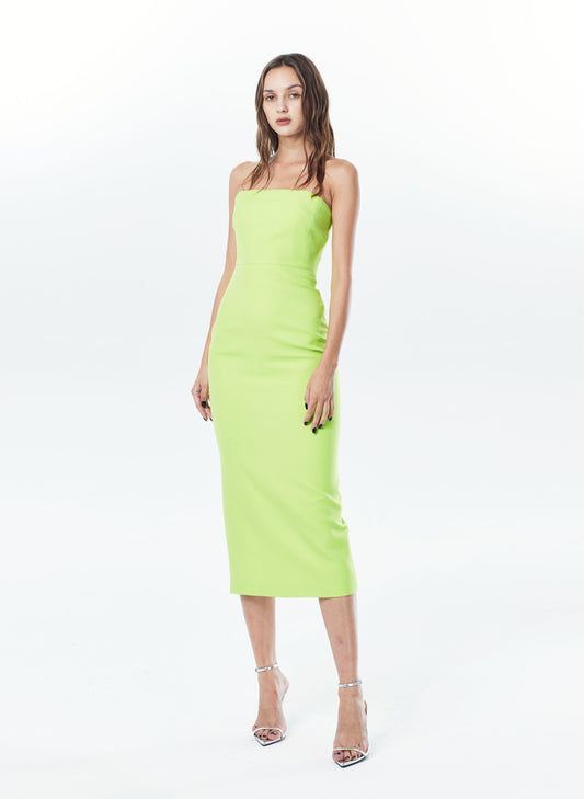 Wool Blend High-waist Dress in Green