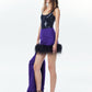 Wool Blend Feathers Fitted Skirt In Purple