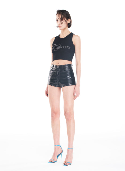 Patent Leather Fitted Shorts