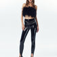 Wool Blend Feather Cropped Top in Black