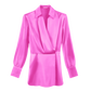 TAGLIONI Satin Shirt Dress in Pink