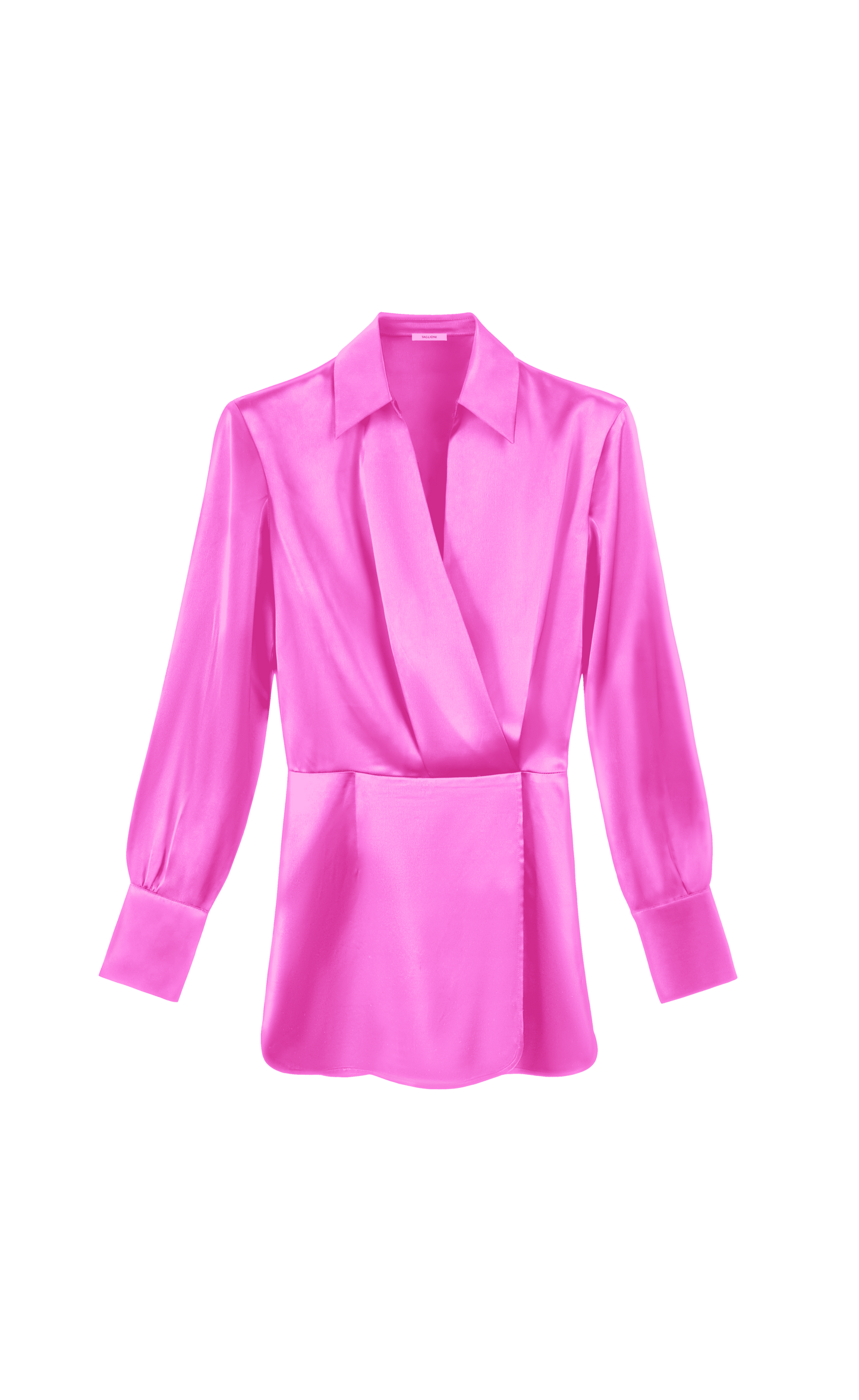 TAGLIONI Satin Shirt Dress in Pink