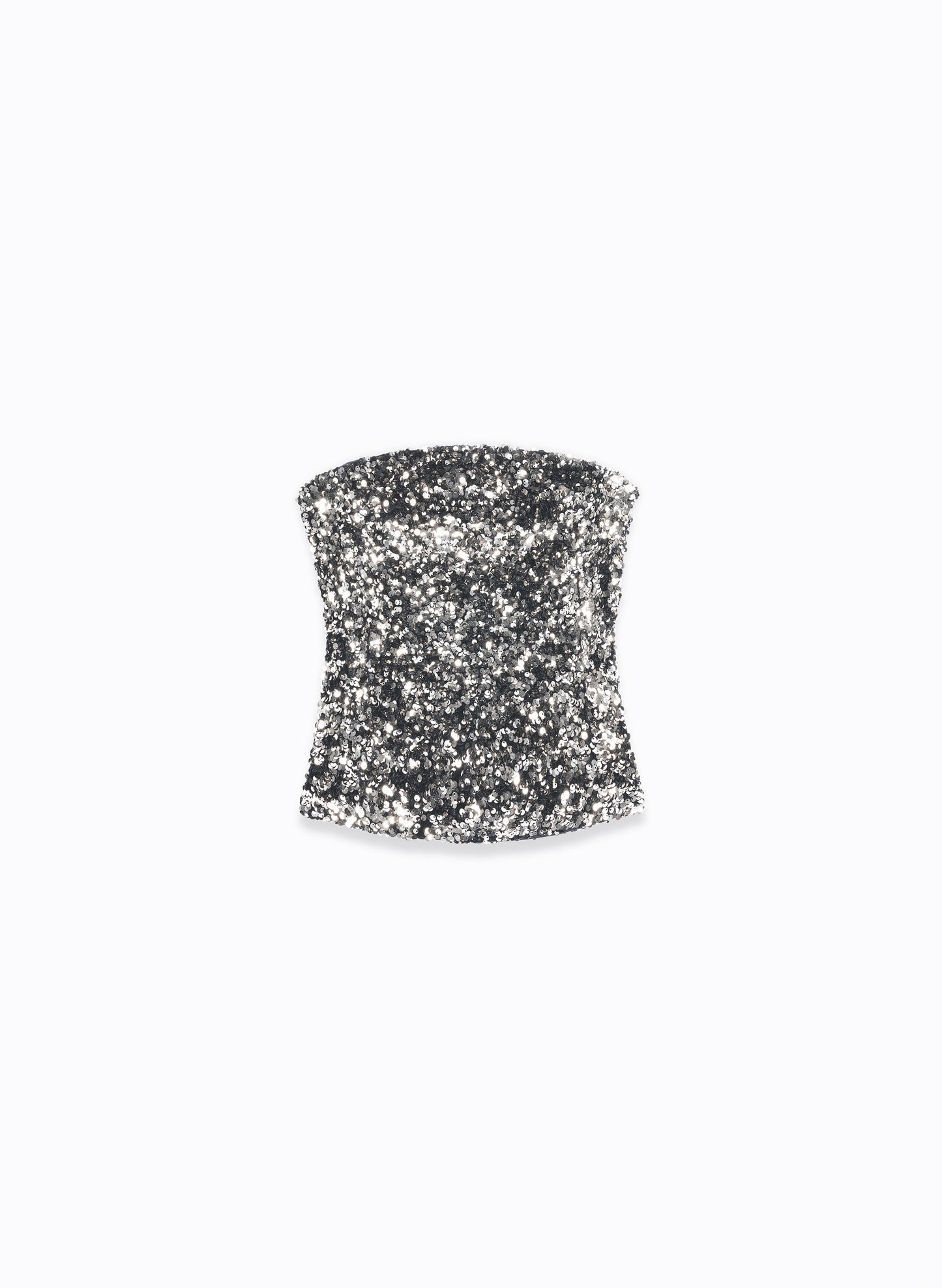 Sequin Strapless Top in Silver