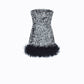 Sequin Feathers strapless Dress in Black