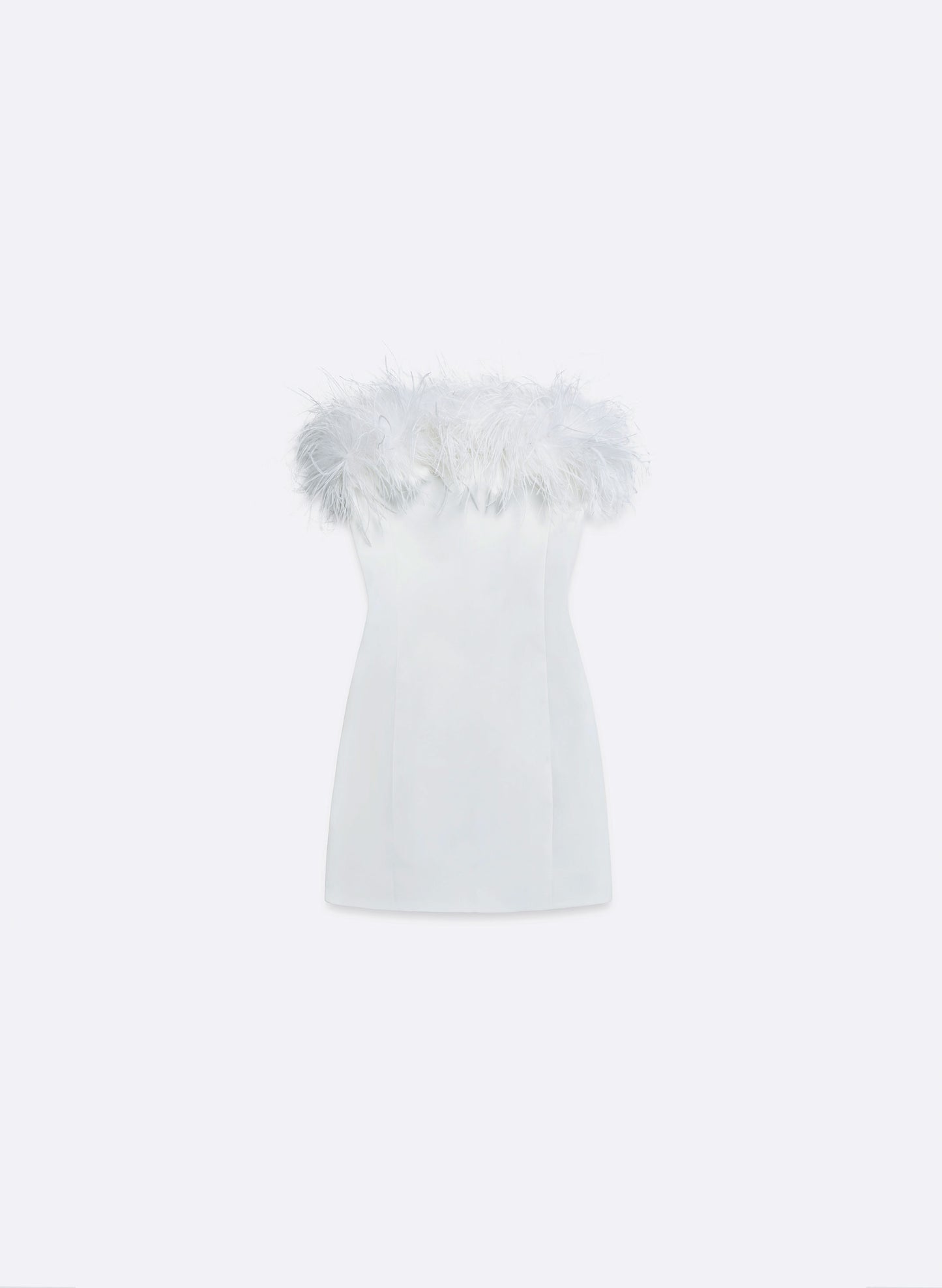 Wool Blend Feathers Strapless Dress in White