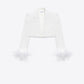 Wool Blend Feathers Loose-fit Jacket in White